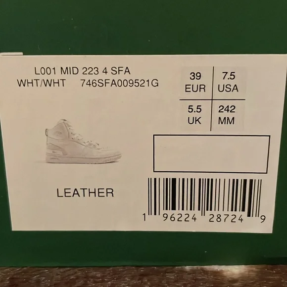 “Lacoste” White Mid Leather Sneakers! - Picture 2 of 9